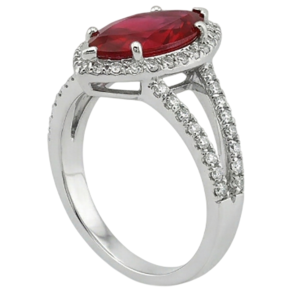 Red Marquise Cut Halo Rubin Aus der Erde Abgebauter Natürlicher Diamantring Weißgold 5,55 Ct