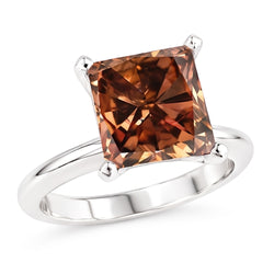 Riesiger Champagner-Edelstein-Verlobungsring mit 3 Kt Aus der Erde Abgebauter Natürlicher Diamant im Radiant Cut