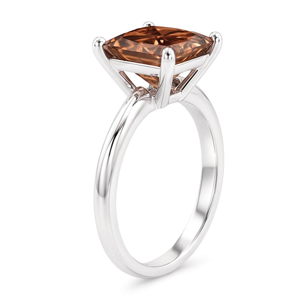 Riesiger Champagner-Edelstein-Verlobungsring mit 3 Kt Aus der Erde Abgebauter Natürlicher Diamant im Radiant Cut