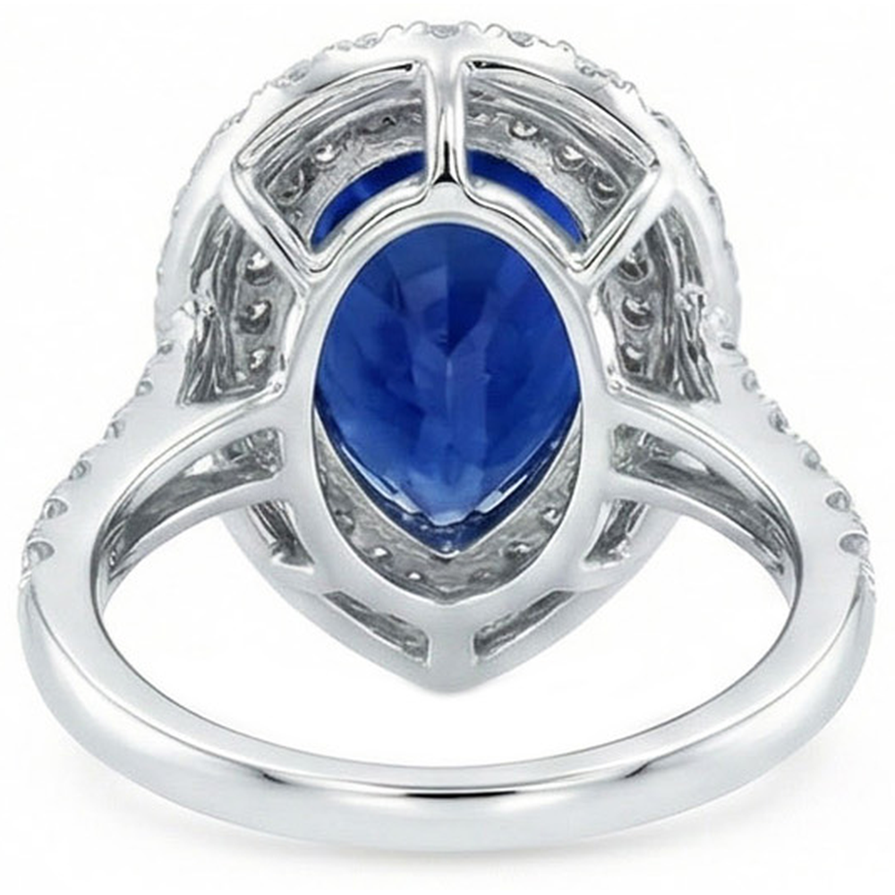 Riesiger Saphir-Doppel-Halo-Ring