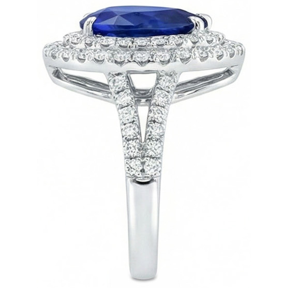 Riesiger Saphir-Doppel-Halo-Ring