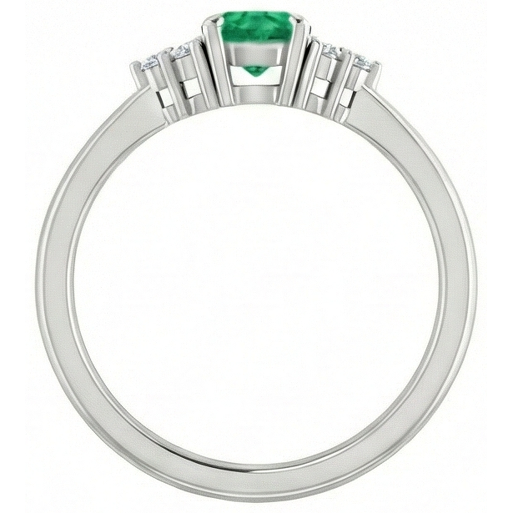 Ring 1 Karat Kolumbianischer Grüner Smaragd Aus der Erde Abgebauter Natürlicher Diamant Akzent Damen Schmuck