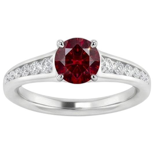 Ring 1,10 Karat Burma Rubin Aus der Erde Abgebauter Natürlicher Diamant Akzent Weißgold 14K Schmuck