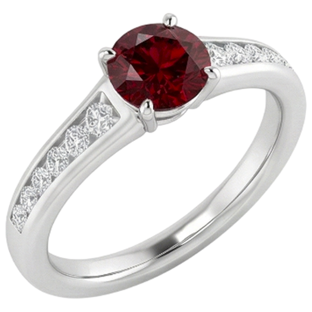 Ring 1,10 Karat Burma Rubin Aus der Erde Abgebauter Natürlicher Diamant Akzent Weißgold 14K Schmuck