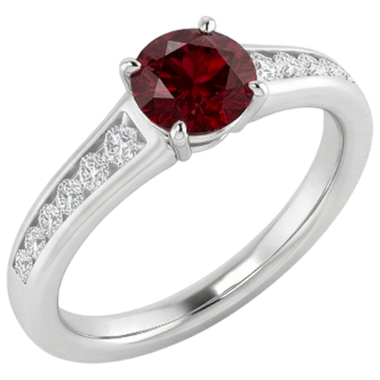 Ring 1,10 Karat Burma Rubin Aus der Erde Abgebauter Natürlicher Diamant Akzent Weißgold 14K Schmuck