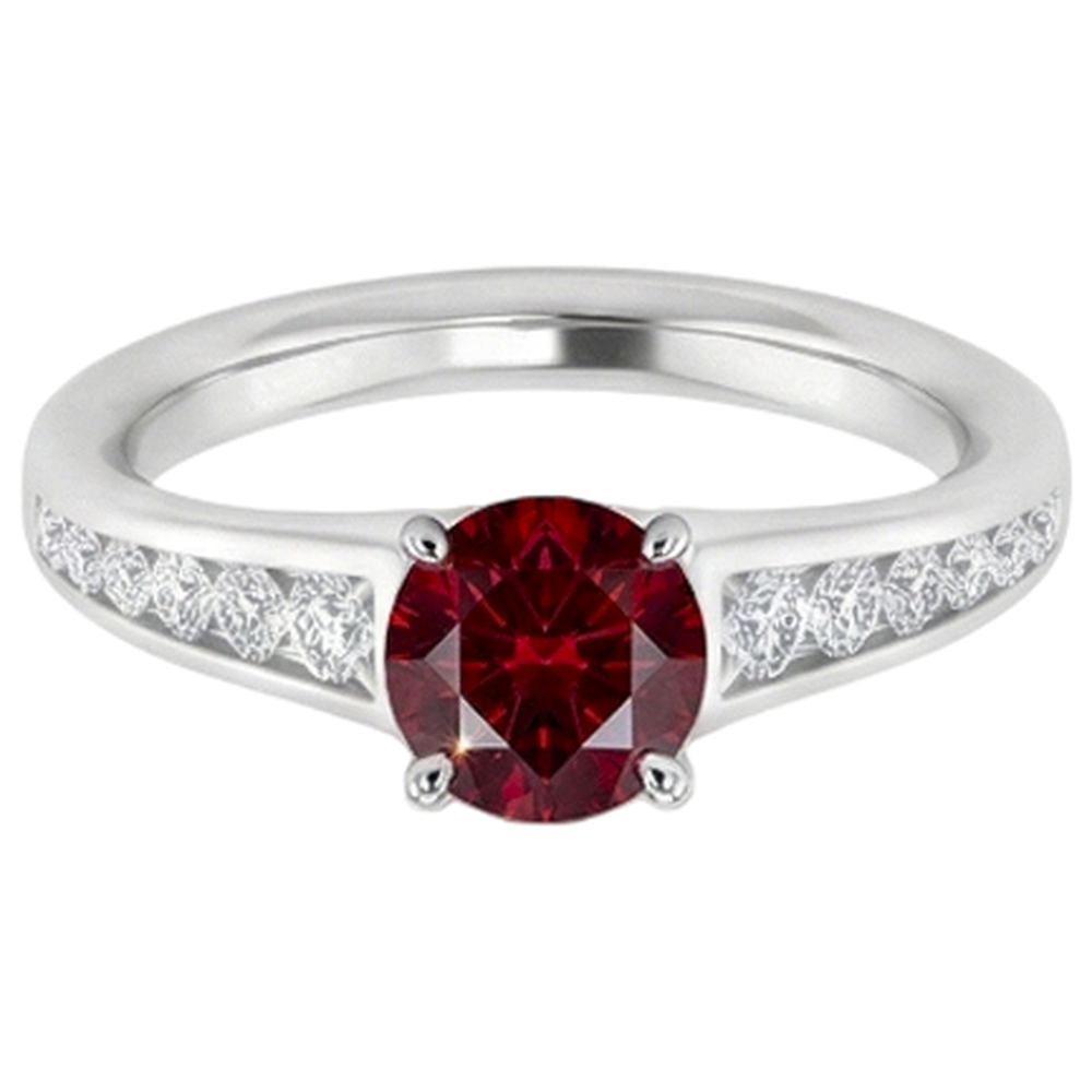 Ring 1,10 Karat Burma Rubin Aus der Erde Abgebauter Natürlicher Diamant Akzent Weißgold 14K Schmuck