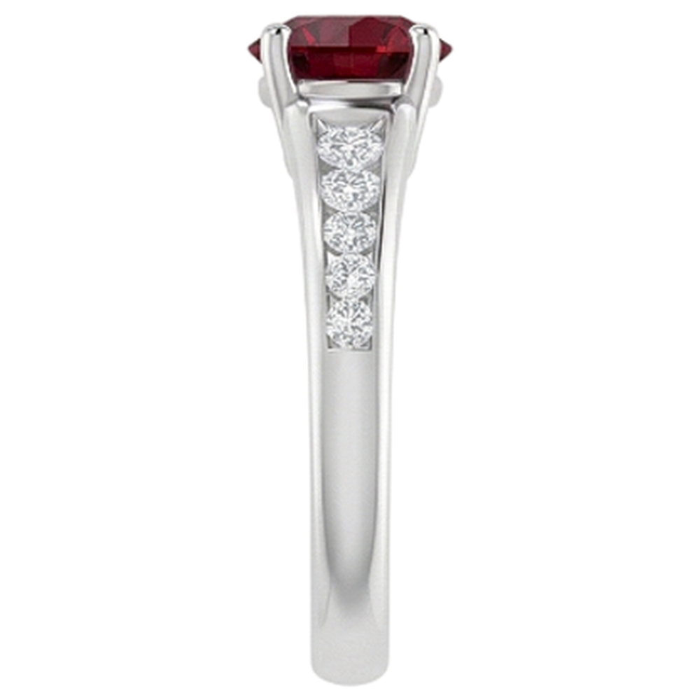 Ring 1,10 Karat Burma Rubin Aus der Erde Abgebauter Natürlicher Diamant Akzent Weißgold 14K Schmuck