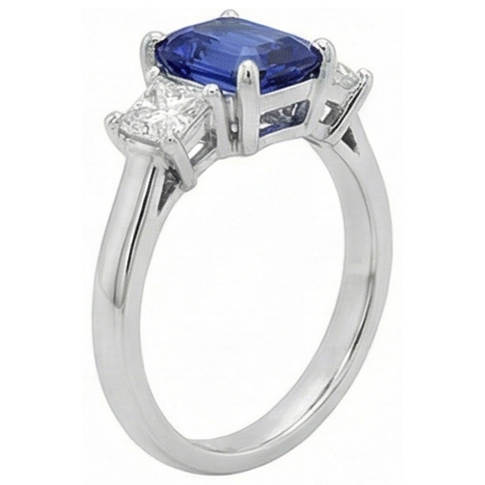 Ring Drei Steinen Mit Smaragd Blaue Saphir Und Natürlicher Diamant ( nicht im Labor gezüchtet )en