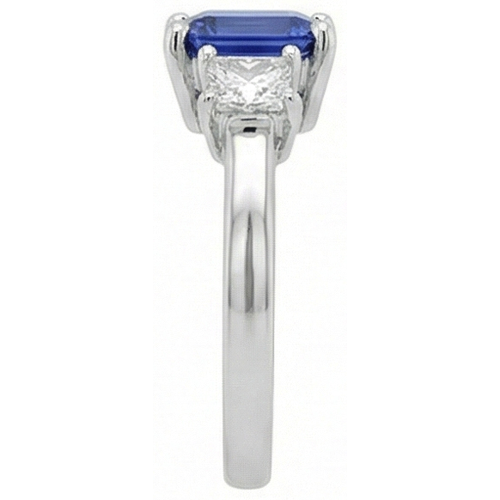 Ring Drei Steinen Mit Smaragd Blaue Saphir Und Natürlicher Diamant ( nicht im Labor gezüchtet )en