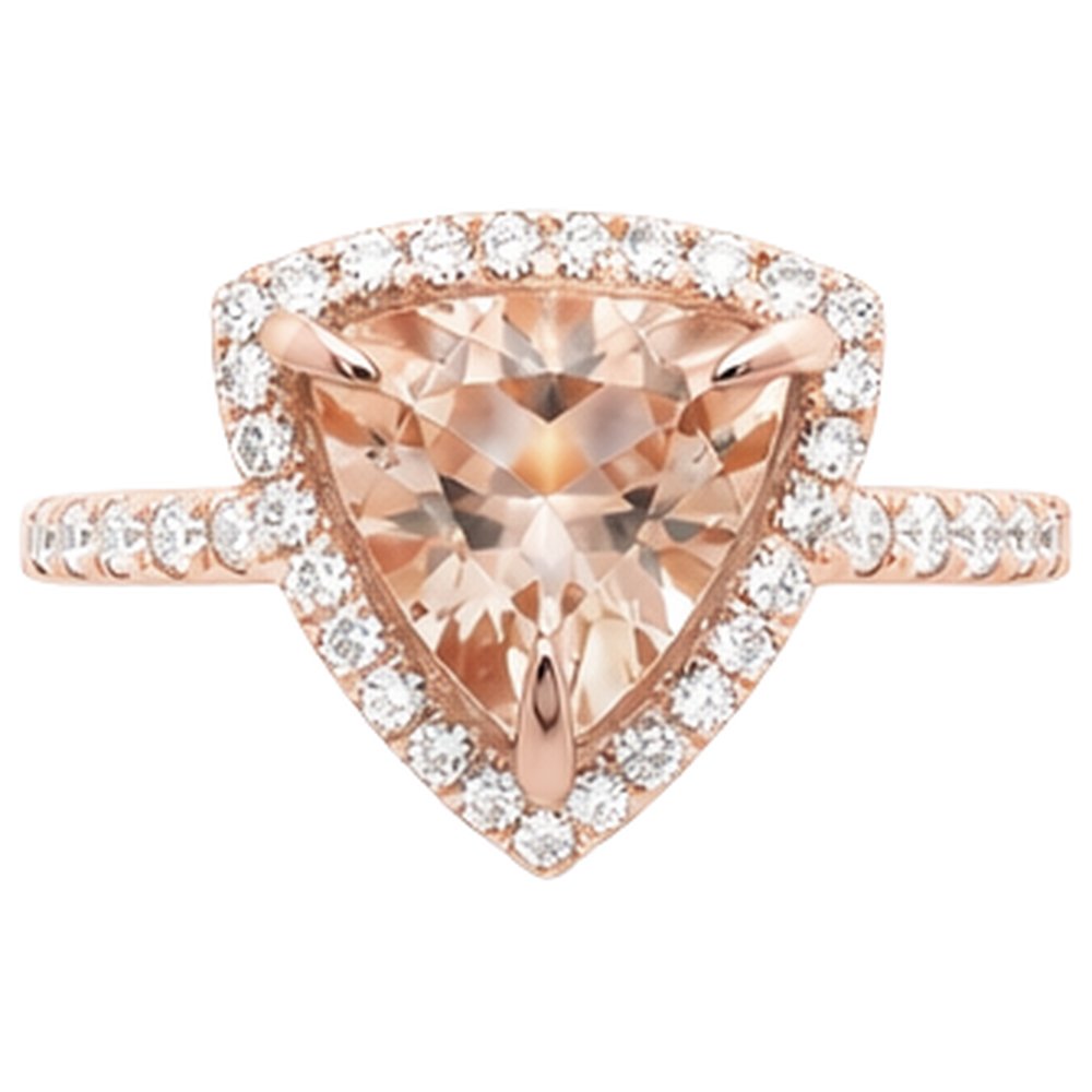Ring aus 14 Karat 16,75 Billionen Morganit und runden Aus der Erde Abgebauter Natürlicher Diamanten aus Roségold