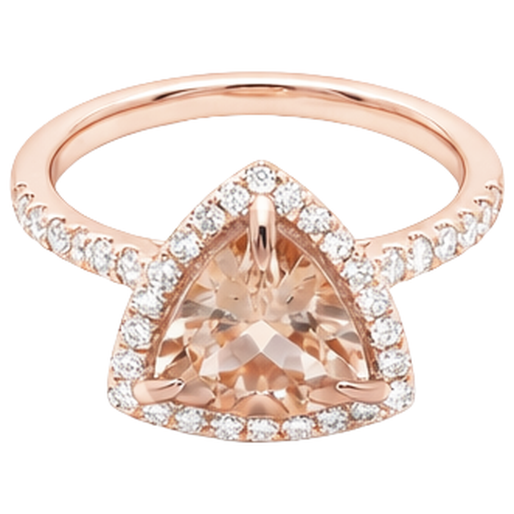 Ring aus 14 Karat 16,75 Billionen Morganit und runden Aus der Erde Abgebauter Natürlicher Diamanten aus Roségold