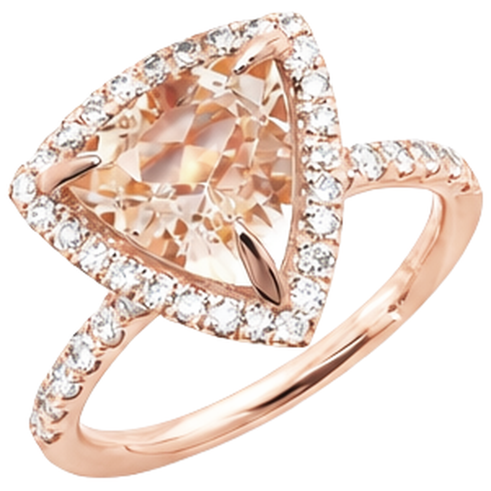 Ring aus 14 Karat 16,75 Billionen Morganit und runden Aus der Erde Abgebauter Natürlicher Diamanten aus Roségold