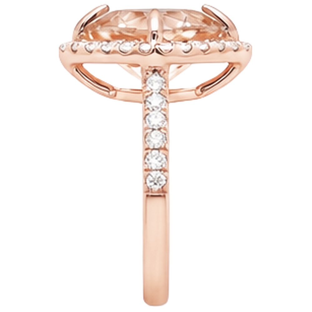 Ring aus 14 Karat 16,75 Billionen Morganit und runden Aus der Erde Abgebauter Natürlicher Diamanten aus Roségold