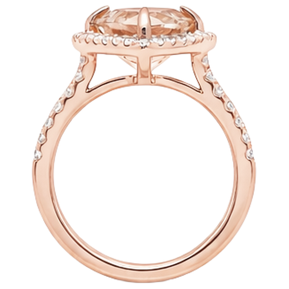 Ring aus 14 Karat 16,75 Billionen Morganit und runden Aus der Erde Abgebauter Natürlicher Diamanten aus Roségold