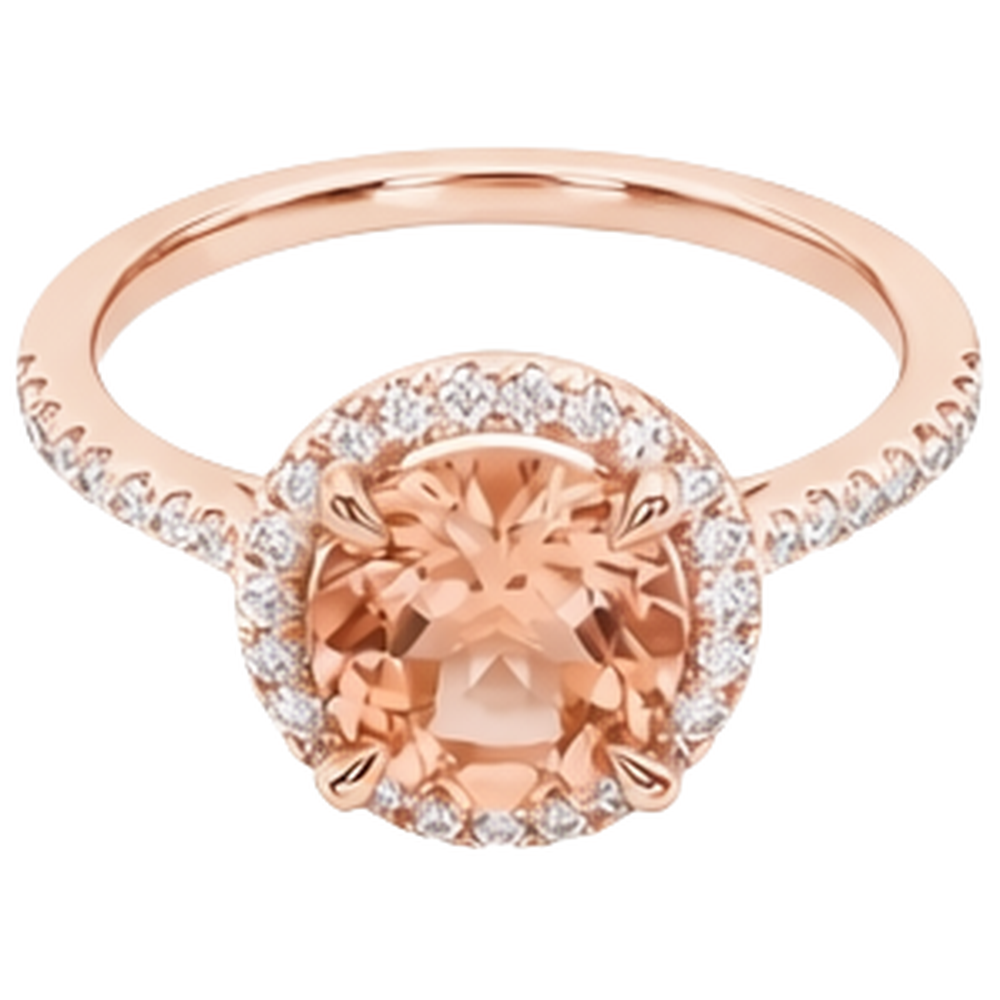 echter round morganit 14Karat ring Detailansicht
