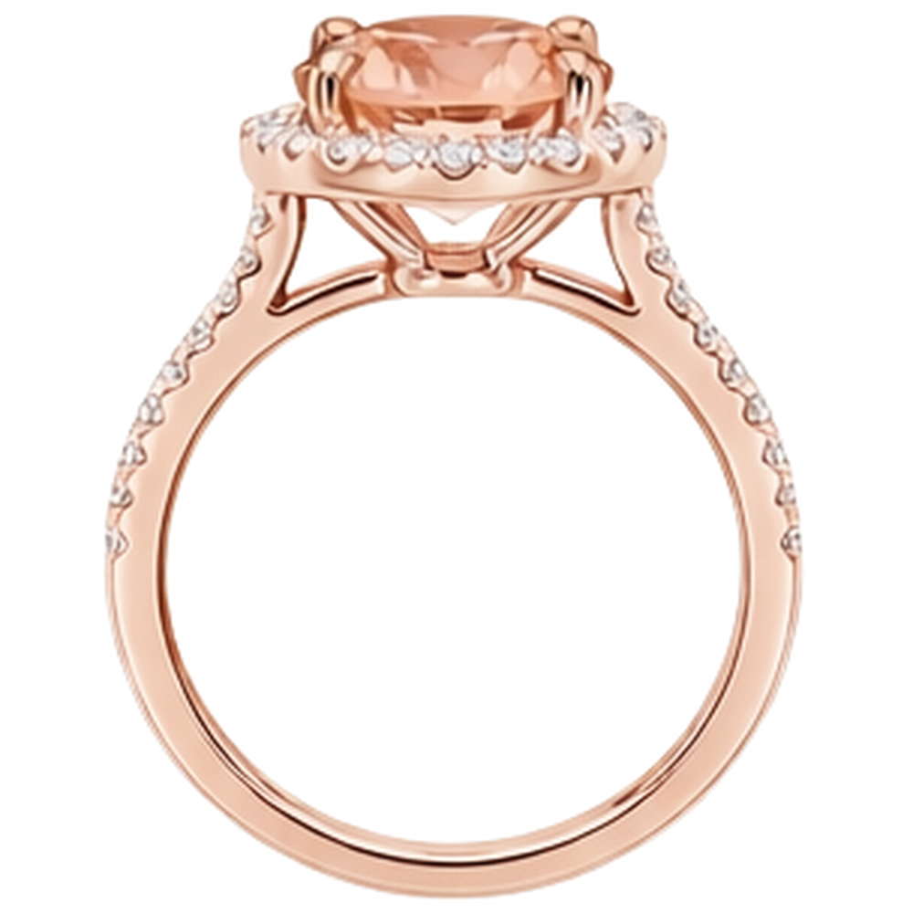echter round morganit 14Karat ring auf Weiß