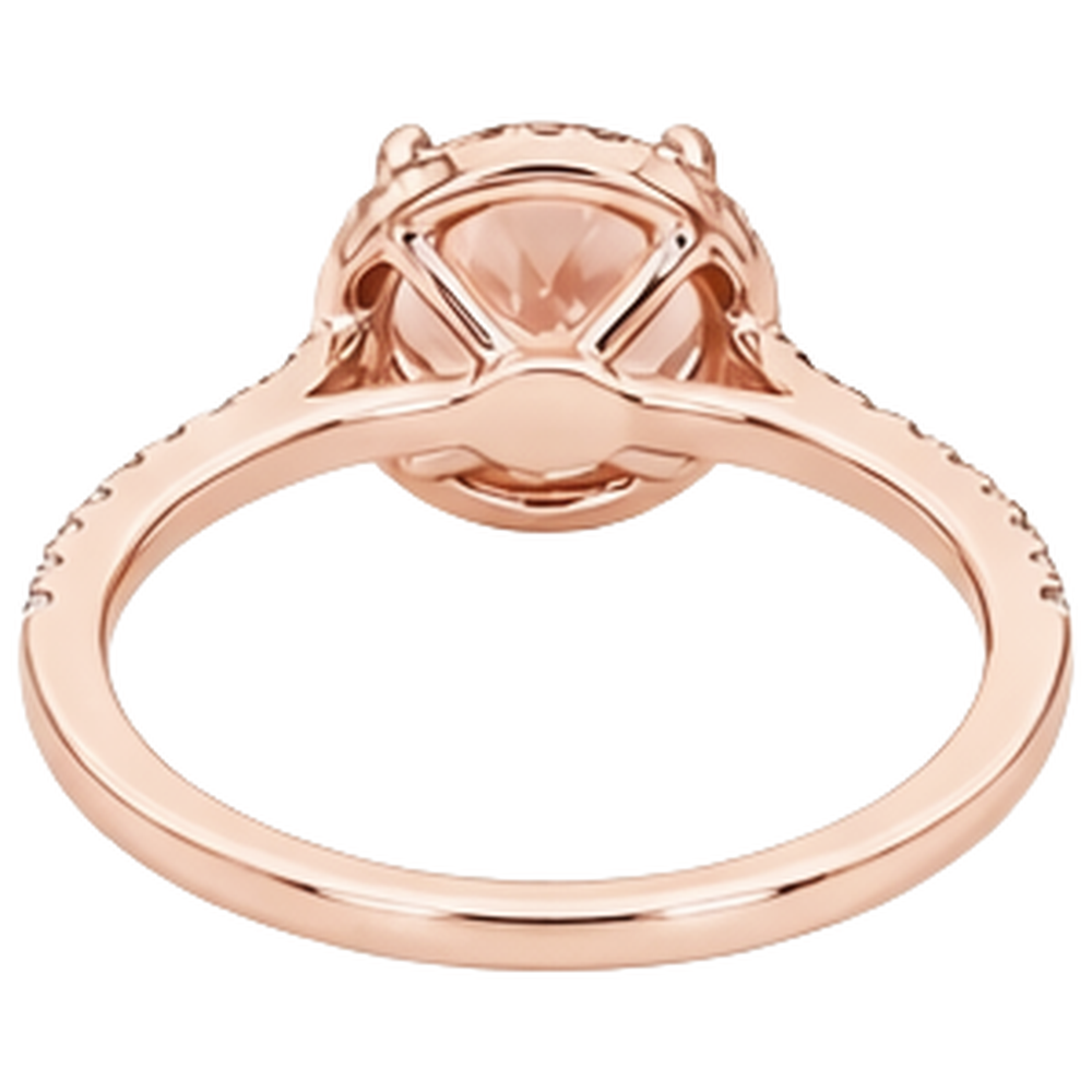 echter round morganit 14Karat ring mit Diamantbesatz