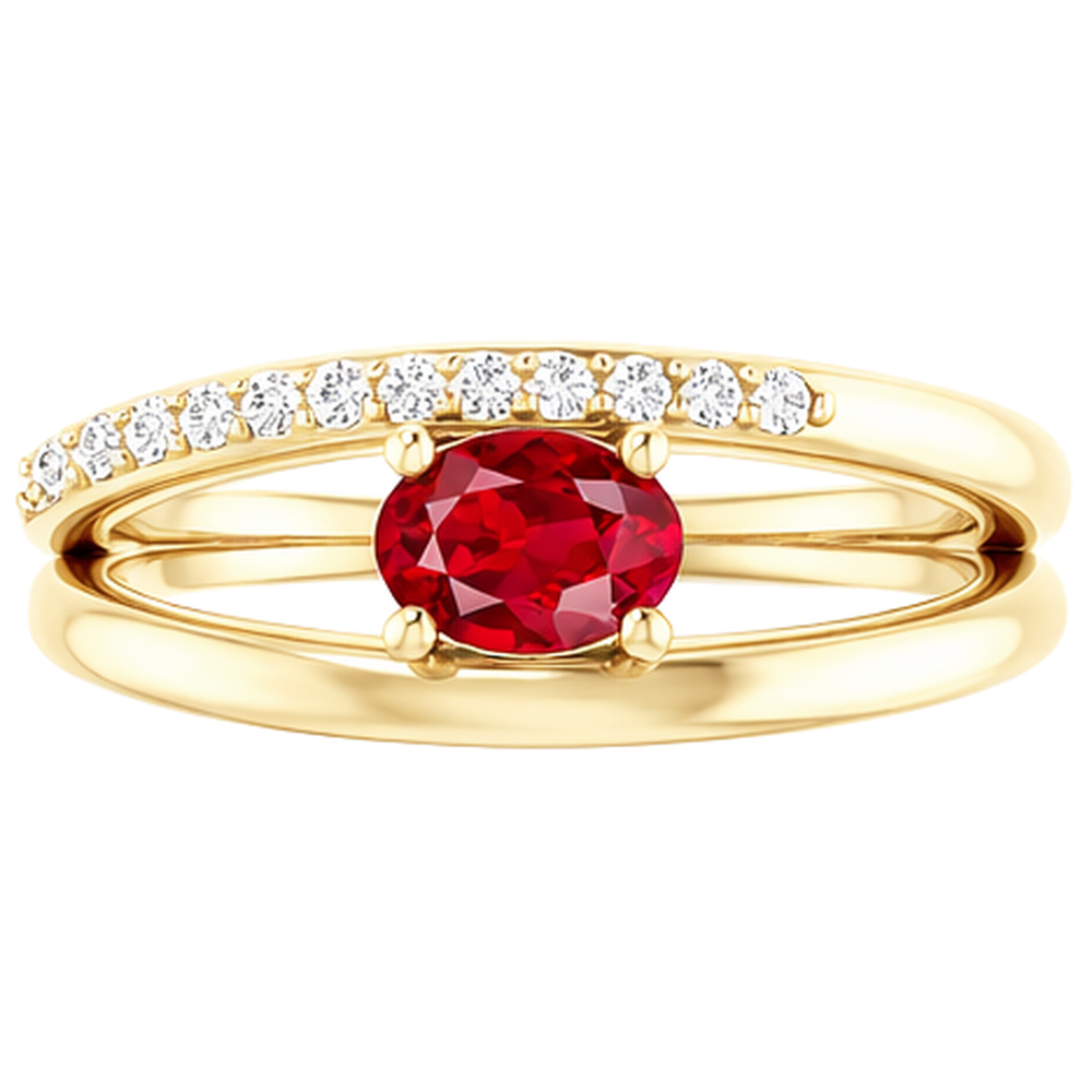 echter oval rubin 14Karat ring Vorderansicht
