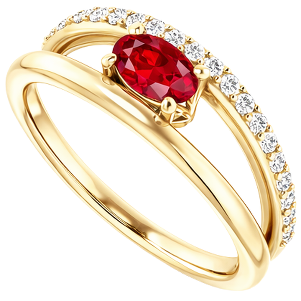 echter oval rubin 14Karat ring Detailansicht