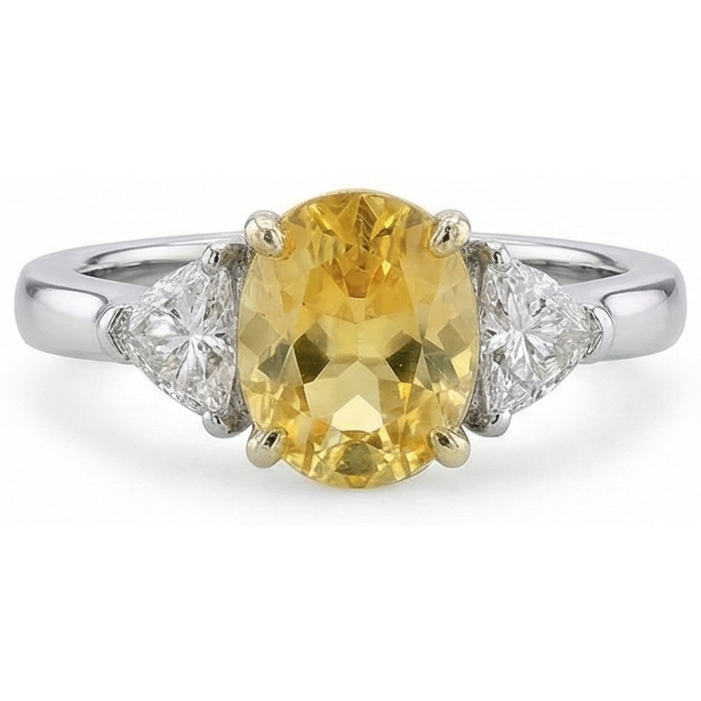 echter oval diamant 14Karat ring Draufsicht