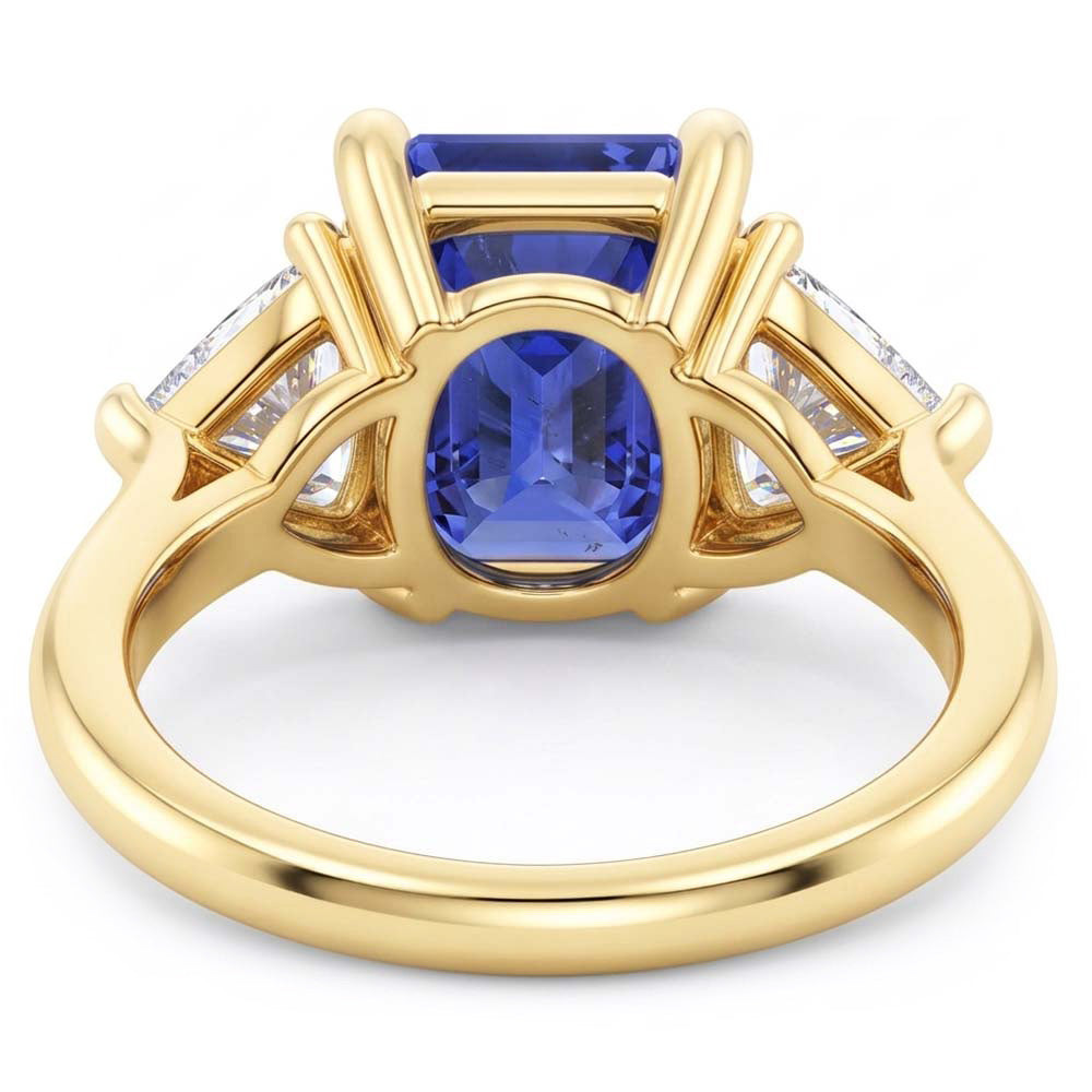 Ring aus Smaragd blauem Saphir mit 3 Steinen und Billionen Natürlicher Diamant ( nicht im Labor gezüchtet )en 2,50 Karat