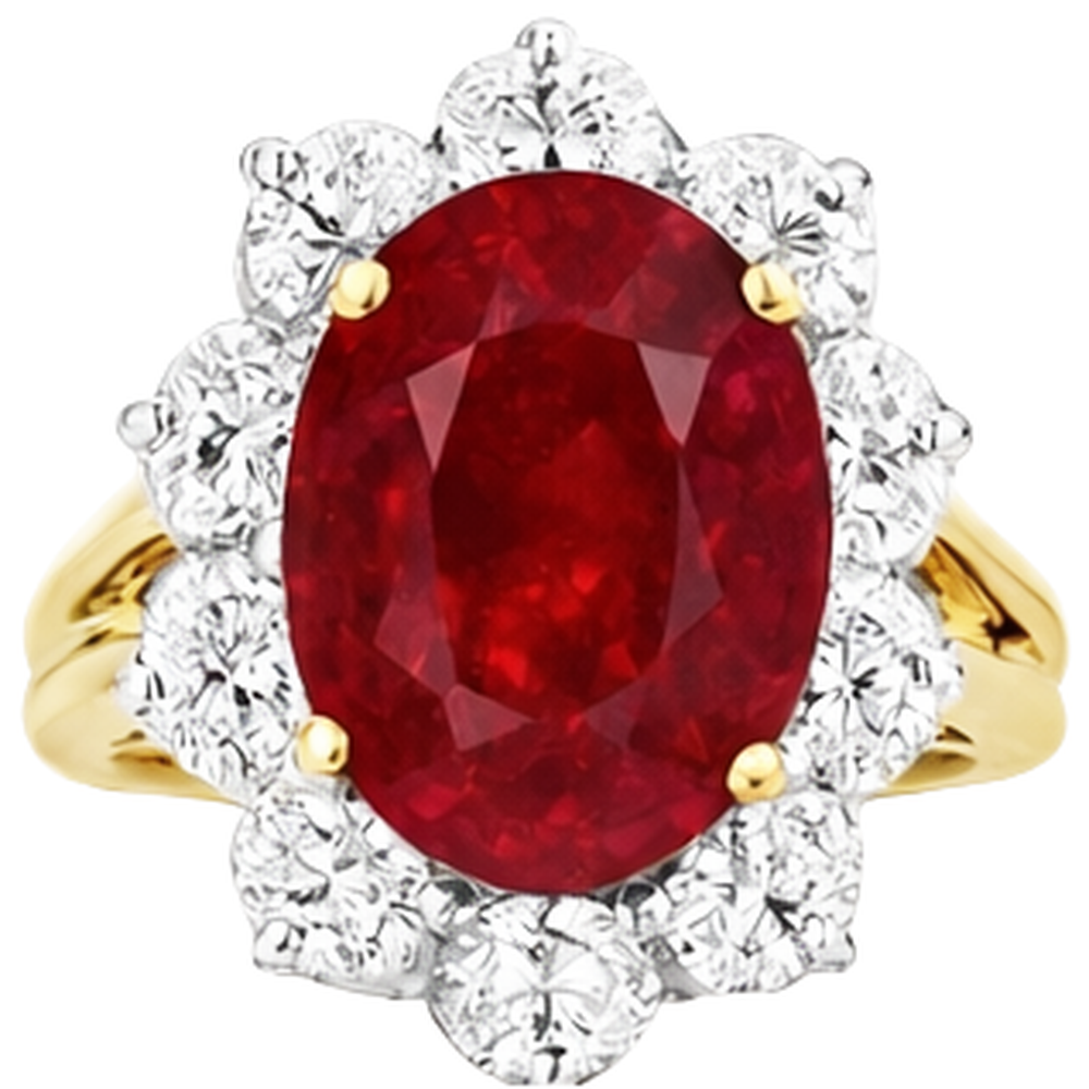 echter oval rubin 3.50Karat ring Vorderansicht