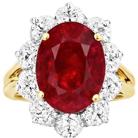 echter oval rubin 3.50Karat ring Vorderansicht