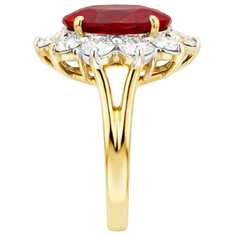 echter oval rubin 3.50Karat ring Profilansicht