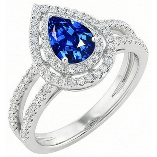 echter round saphir 4.90Karat ring Seitenansicht