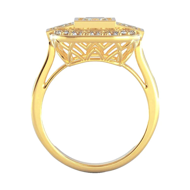 Ring mit Prinzessin und rundem Natürlich Diamanten 2.15 Karat 14K