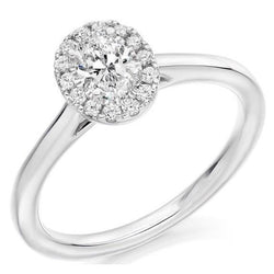 Ring mit ovalen und runden Halo-Echt-Diamanten Weißgold 14K 1.80 Karat