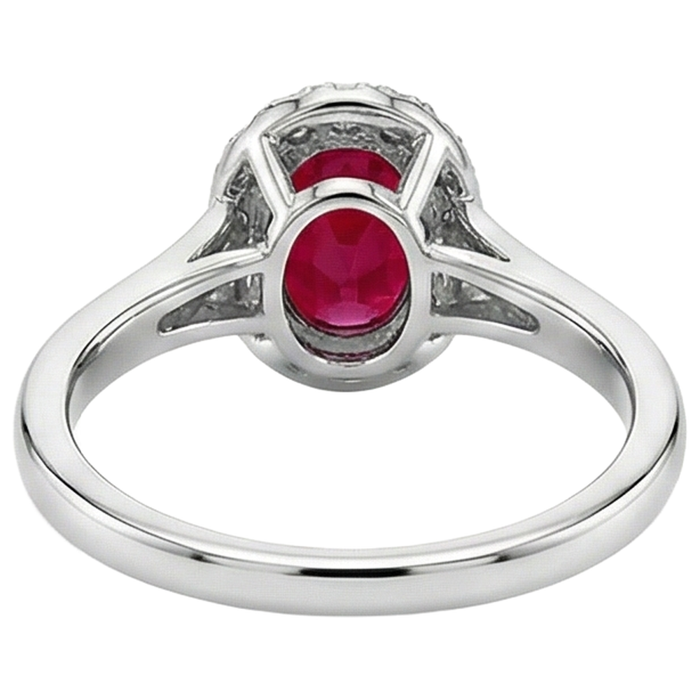 echter oval rubin 3.25Karat ring auf Weiß