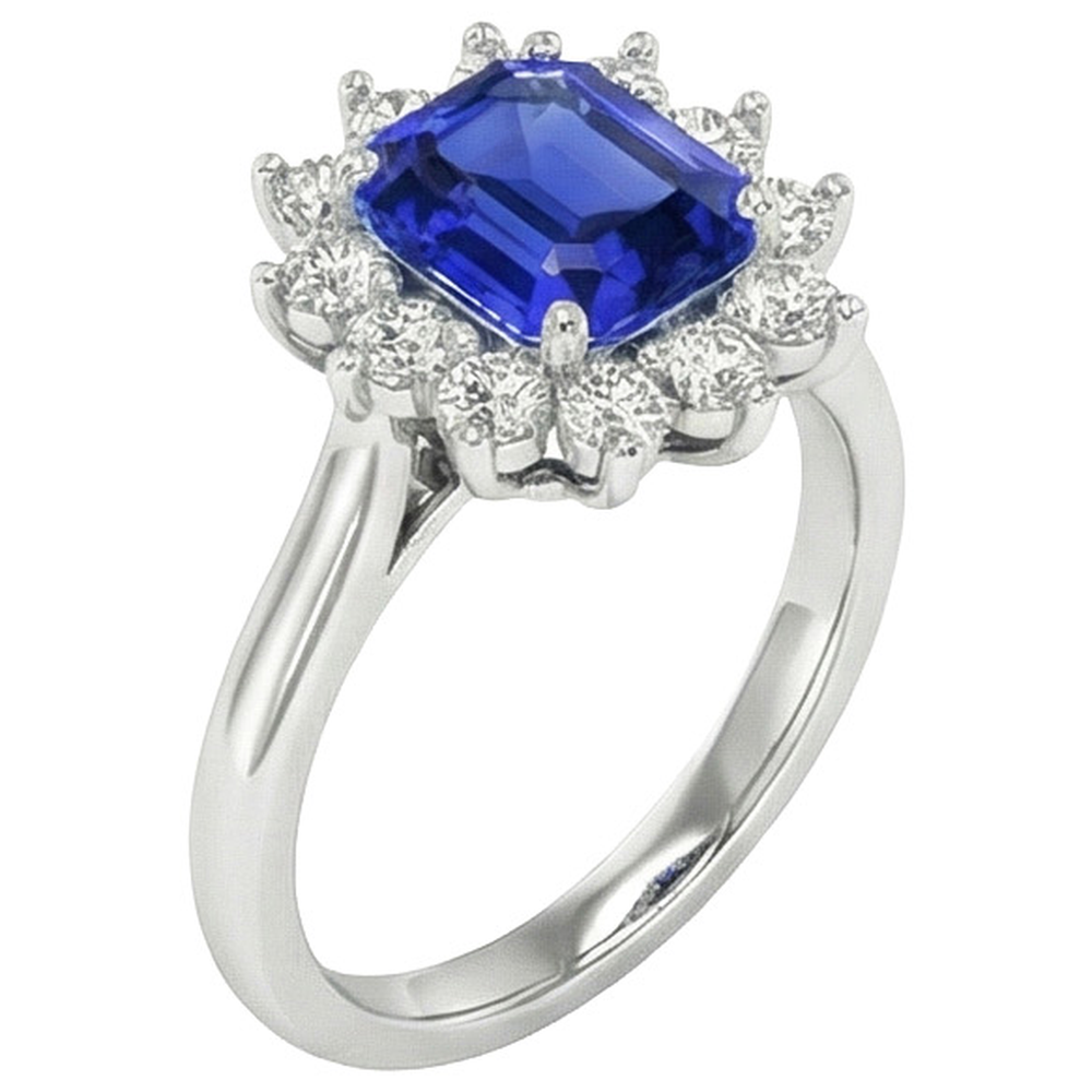 echter asscher diamant 6.50Karat ring Detailansicht