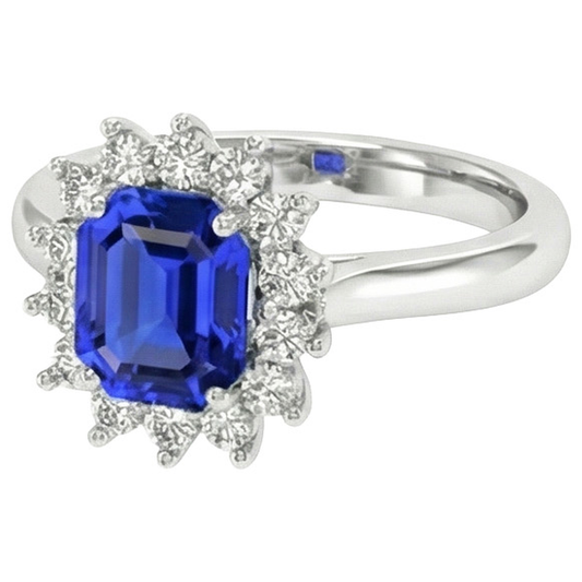 echter asscher diamant 6.50Karat ring Vorderansicht