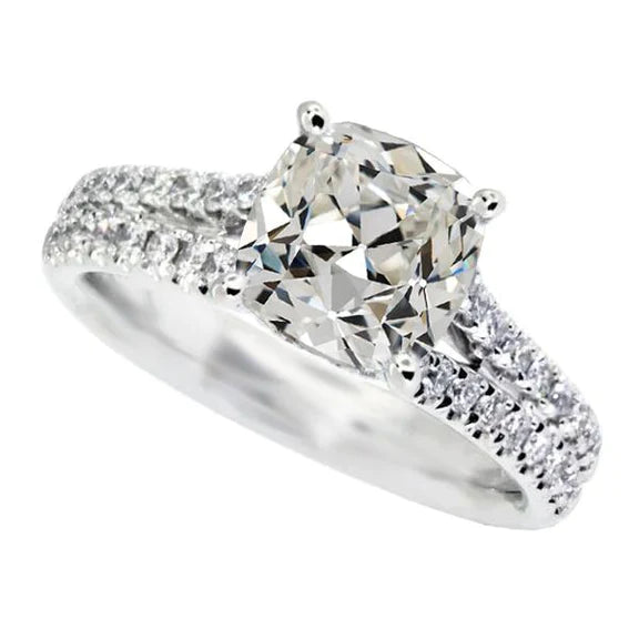 Ring mit rundem und kissenförmigem Natürlich Diamant im Altschliff, zweireihige Akzente, 8,50 Karat