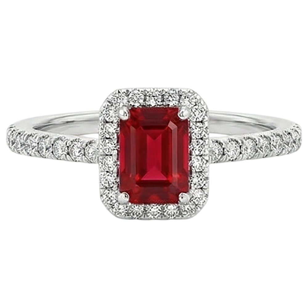 Ring mit runden Aus der Erde Abgebauter Natürlicher Diamanten im Smaragdschliff 2.30 Karat 14K Weißgold