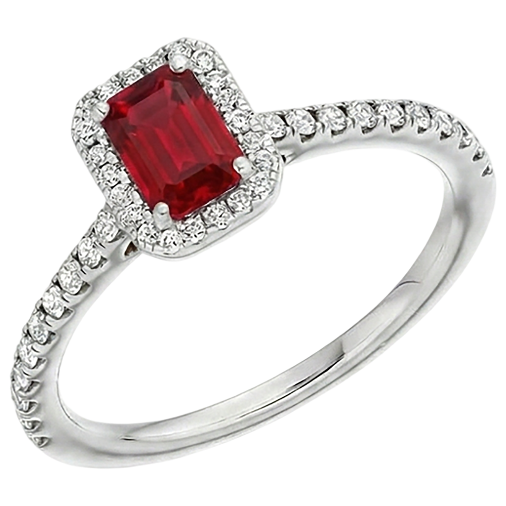 Ring mit runden Aus der Erde Abgebauter Natürlicher Diamanten im Smaragdschliff 2.30 Karat 14K Weißgold