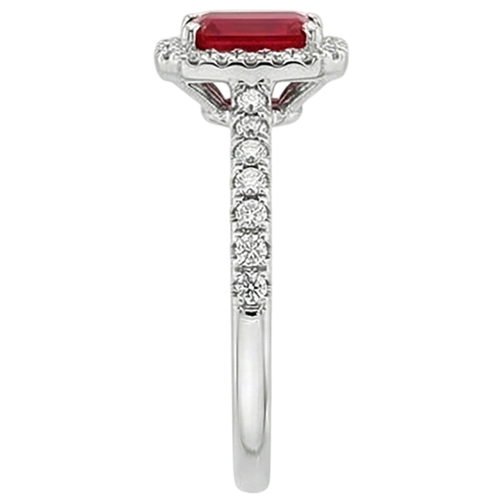 Ring mit runden Aus der Erde Abgebauter Natürlicher Diamanten im Smaragdschliff 2.30 Karat 14K Weißgold