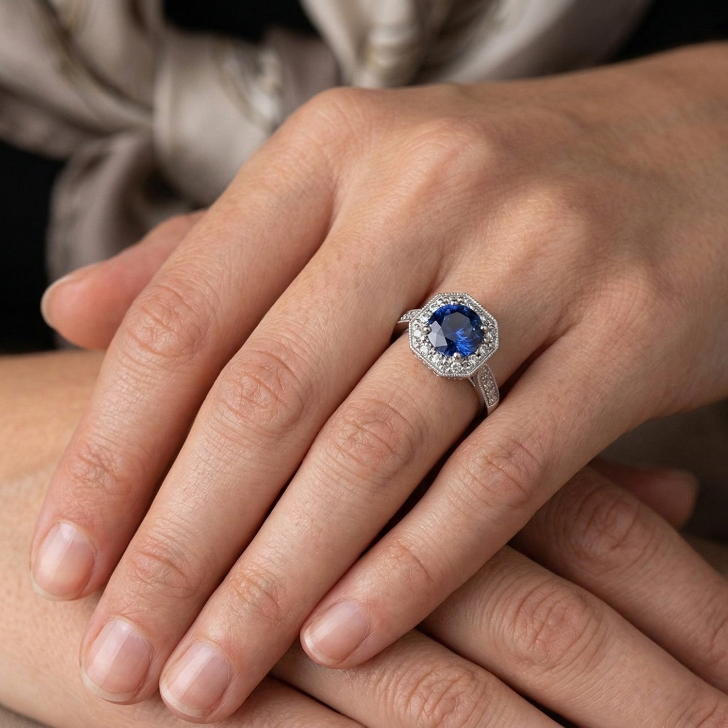 echter round diamant 3.35Karat ring mit Diamantbesatz