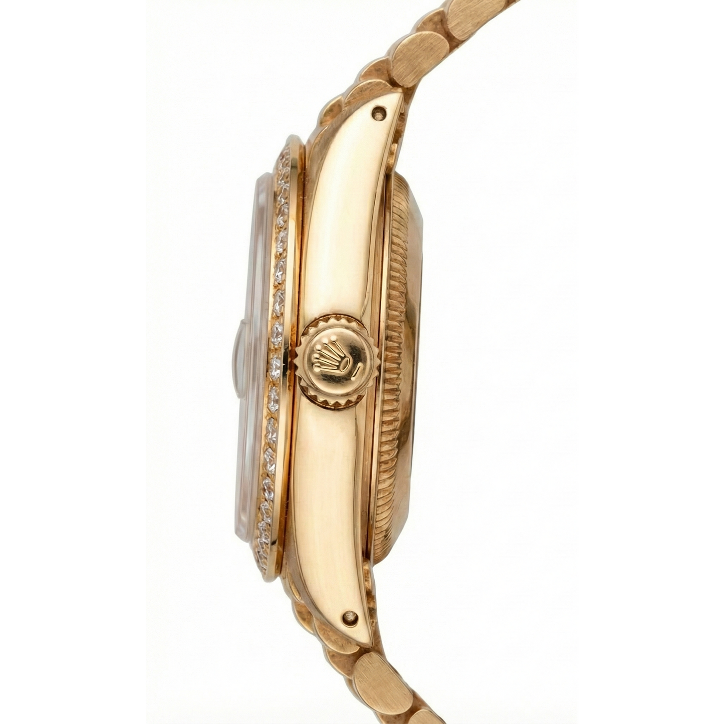 Rolex-Damenuhr im Präsidentenstil mit weißer Diamant-Zifferblattlünette