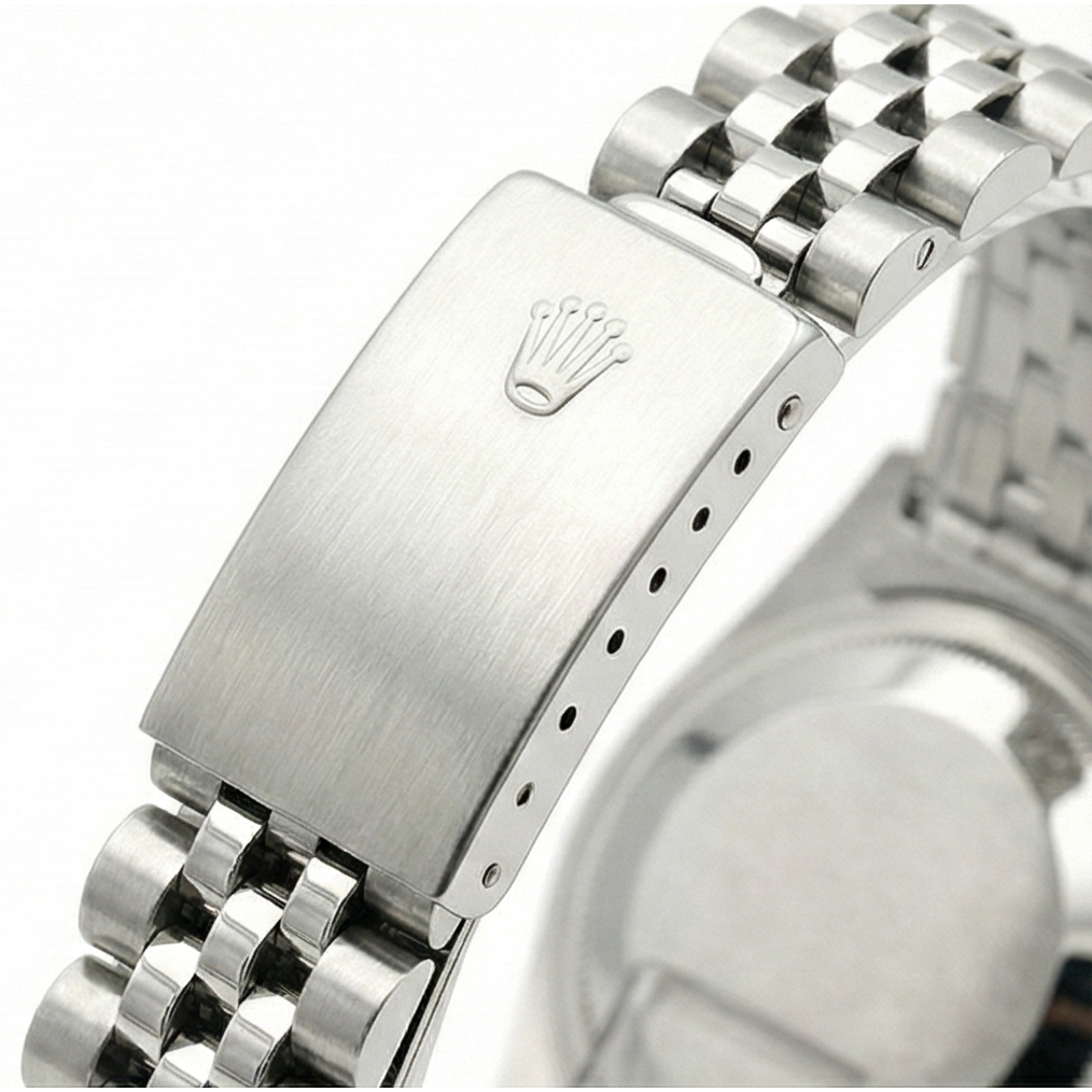 Rolex-Damenuhr mit weißem römischem Zifferblatt, Datum und Diamantarmband