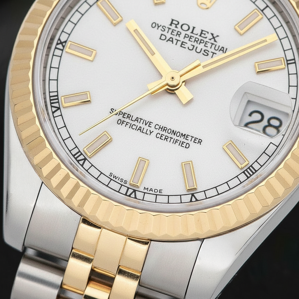 Naturreiner Edelstein Rolex Karat Two Tone – Rückansicht