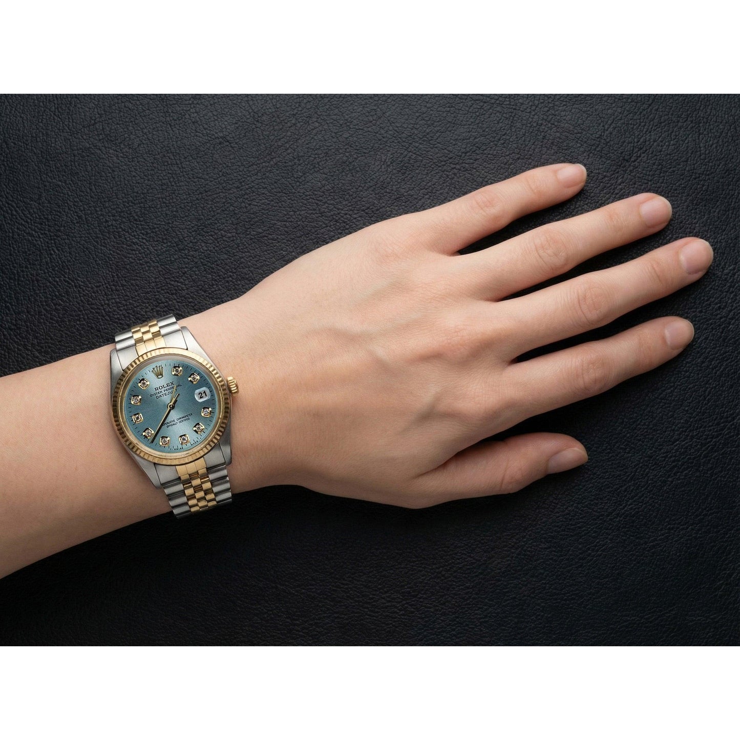 Rolex Datejust Für Herren, Blaues Edelstahl- und Golden-Jubiläum-Armband, Schnelleinstellung