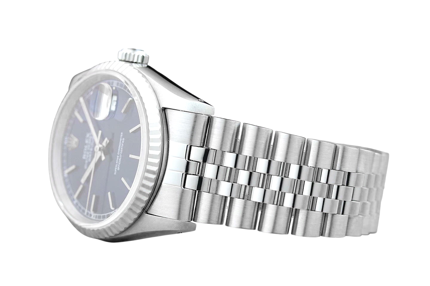 Rolex Datejust Jahr 2000 blaues Stabzifferblatt 36 mm Edelstahluhr