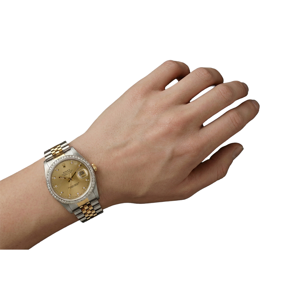 Edler Diamant Rolex in Gold – Schrägansicht
