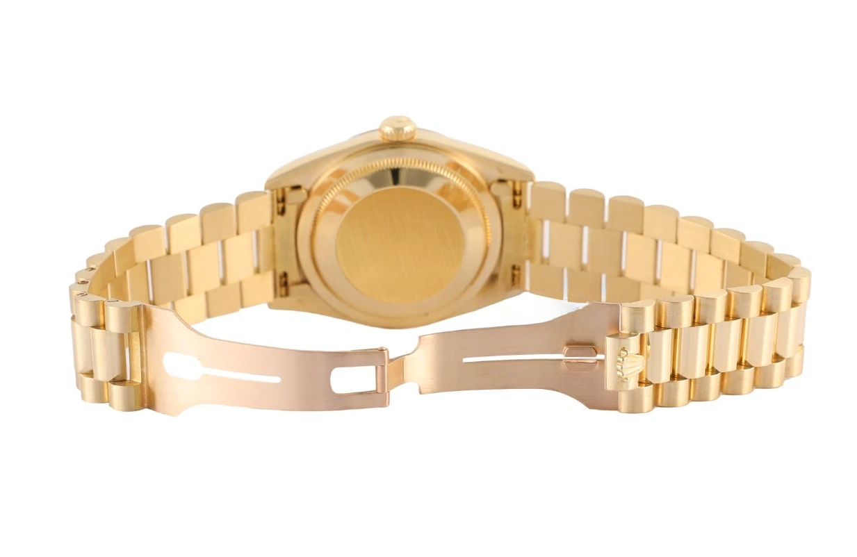 Rolex Day-Date 36 mm Herrenuhr Rinden-Finish Gelbgold 18K Schwarz