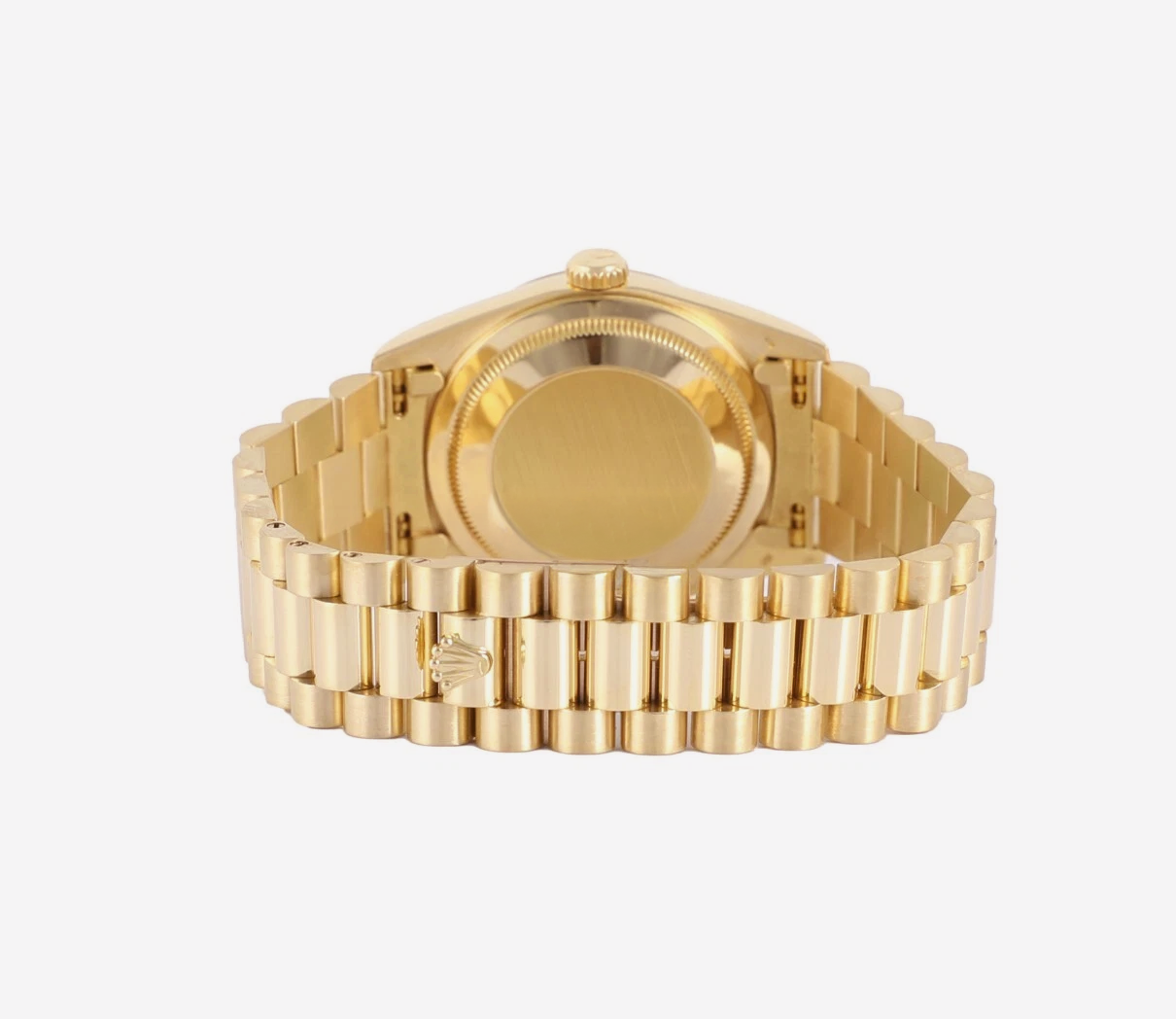 Rolex Day-Date 36 mm Herrenuhr Rinden-Finish Gelbgold 18K Schwarz