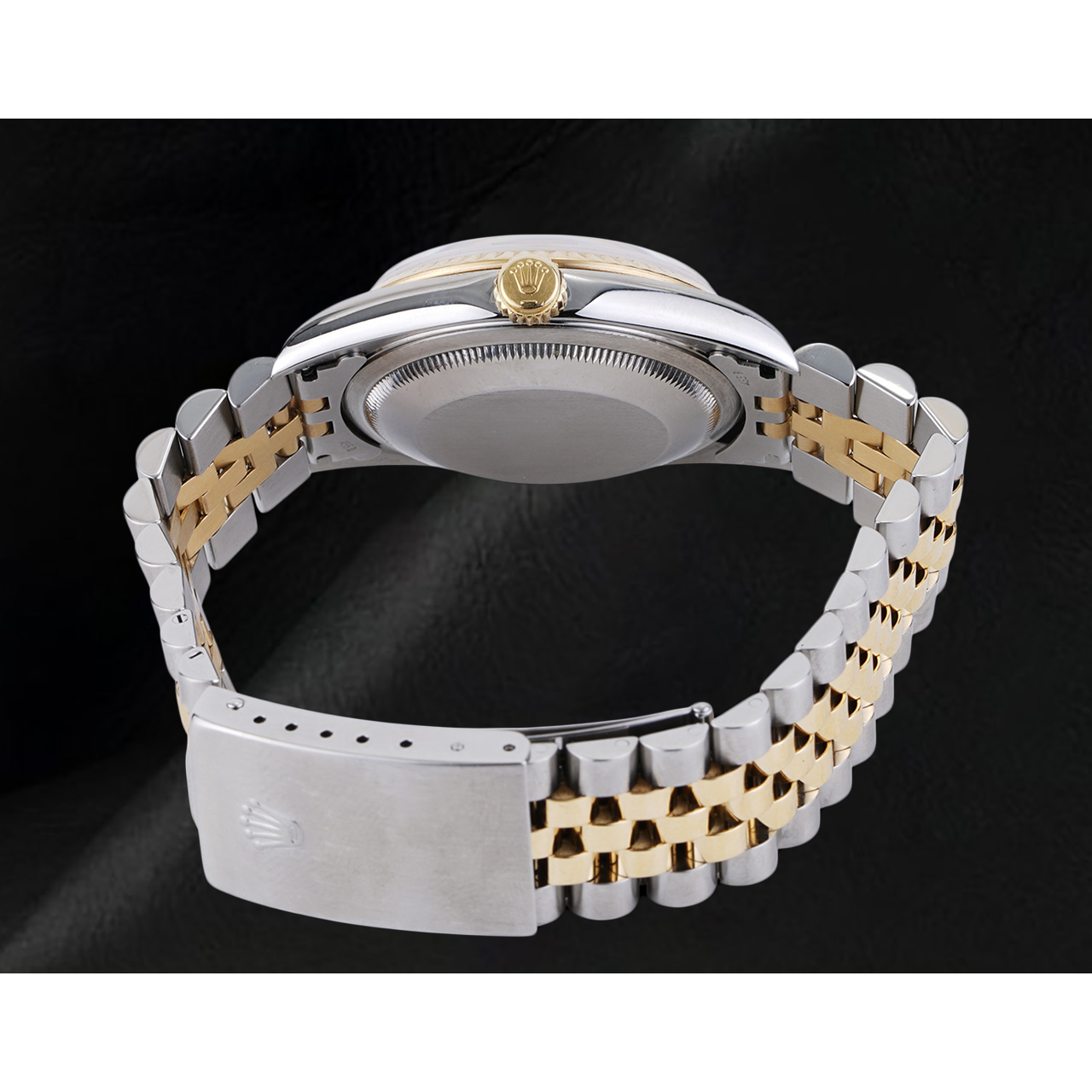Rolex Herrenuhr, elfenbeinfarbenes Stick-Zifferblatt, Datejust, zweifarbig, Gold und Edelstahl, Schnelleinstellung