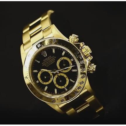 Rolex-Herrenuhr aus 18 Karat Gelbgold mit schwarzem Zifferblatt1