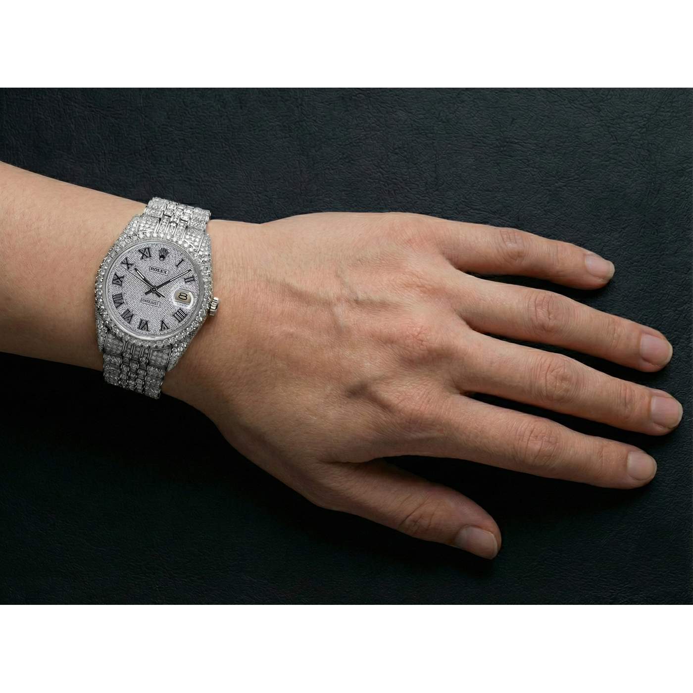 Rolex Iced Out Diamant 12 Karat 36 mm römisches Zifferblatt Edelstahluhr